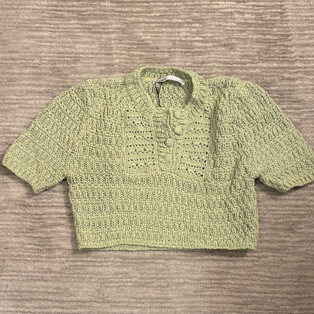 Zara green crochet top